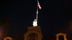 Flag and Statue Illuminated